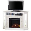Pemberly Row Corner LED Fireplace TV Stand in White