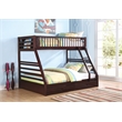 Pemberly Row Twin over Queen Size Bunk Bed in Wood with Storage in Espresso