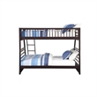 Pemberly Row Twin over Queen Size Bunk Bed in Wood with Storage in Espresso