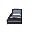 Pemberly Row Twin over Queen Size Bunk Bed in Wood with Storage in Espresso