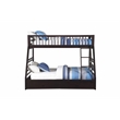 Pemberly Row Twin over Queen Size Bunk Bed in Wood with Storage in Espresso