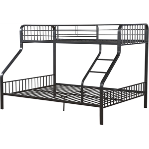 Pemberly Row Transitional Metal Twin XL Over Queen Bunk Bed in Gunmetal Gray