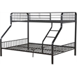 Pemberly Row Transitional Metal Twin XL Over Queen Bunk Bed in Gunmetal Gray