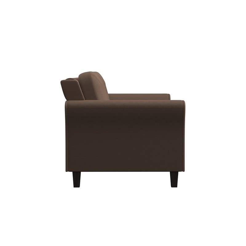 Pemberly Row Cushion Back Transitional Polyester Microfiber Loveseat in Brown