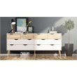 Pemberly Row Modern Wood 8 Drawer Double Dresser in White and Oak