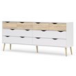 Pemberly Row Modern Wood 8 Drawer Double Dresser in White and Oak