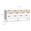 Pemberly Row Modern Wood 8 Drawer Double Dresser in White and Oak