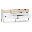 Pemberly Row Modern Wood 8 Drawer Double Dresser in White and Oak