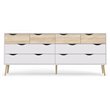 Pemberly Row Modern Wood 8 Drawer Double Dresser in White and Oak