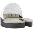 Pemberly Row Patio Canopy Daybed in Antique Canvas Beige
