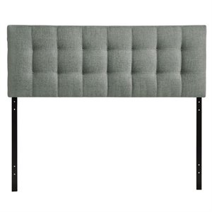 Pemberly Row Fabric Tufted King Panel Headboard in Gray