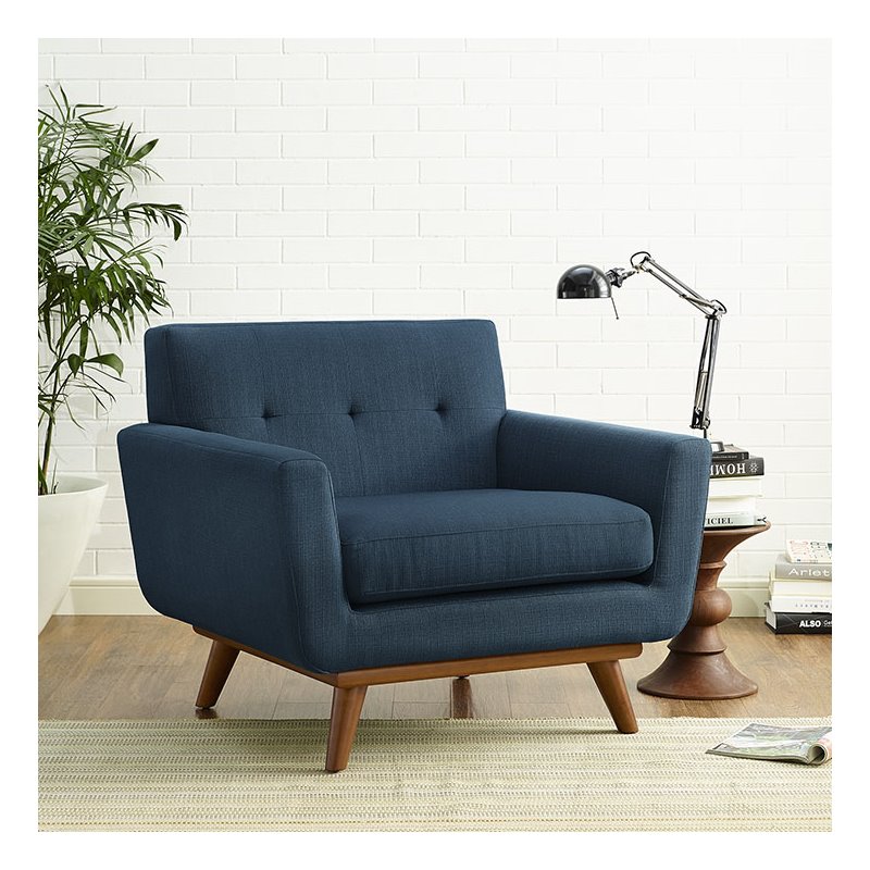 Pemberly Row Modern Upholstered Fabric Accent Chair in Azure