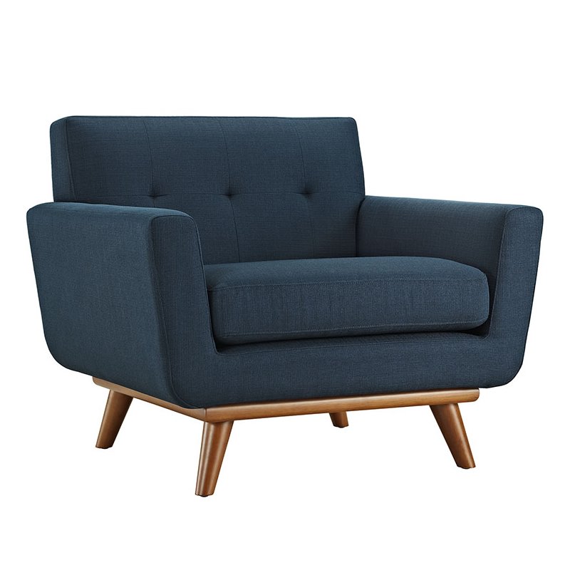 Pemberly Row Modern Upholstered Fabric Accent Chair in Azure