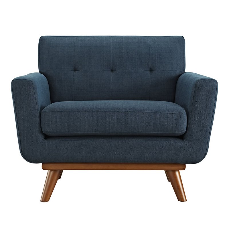 Pemberly Row Modern Upholstered Fabric Accent Chair in Azure