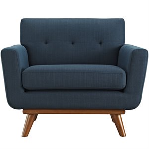 Pemberly Row Modern Upholstered Fabric Accent Chair in Azure