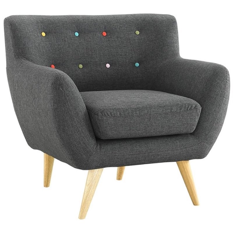 Pemberly Row Fabric Upholstered Accent Chair in Gray