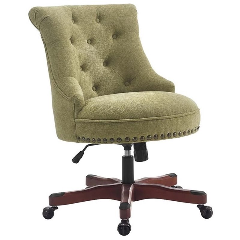 Pemberly Row Fabric Upholstered Office Swivel Chair in Green PR1557426