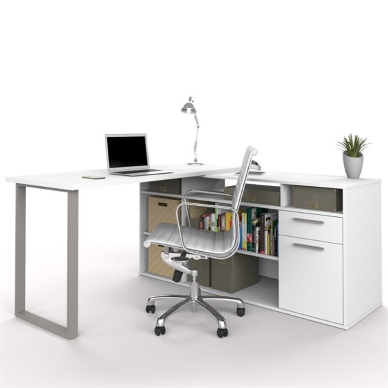 Pemberly Row L Shaped Writing Desk in White PR1560841