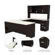 Pemberly Row U Shaped Computer Desk in Dark and White Chocolate