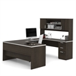 Pemberly Row U Shaped Computer Desk in Dark Chocolate