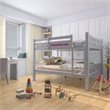 Pemberly Row Full Over Full Contemporary Wood Bunk Bed with Ladder in Gray