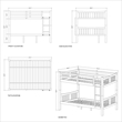 Pemberly Row Full Over Full Contemporary Wood Bunk Bed with Ladder in Gray