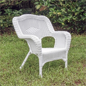 Pemberly Row Patio Arm Chair in White (Set of 2)