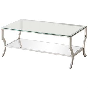 Pemberly Row Glass Top Accent Coffee Table in Chrome
