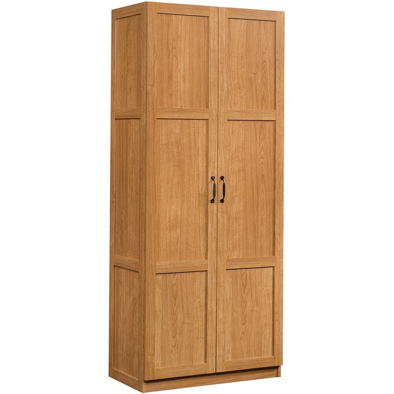 Pemberly Row Engineered Wood 4-Adjustable Shelf Storage Cabinet in Highland Oak