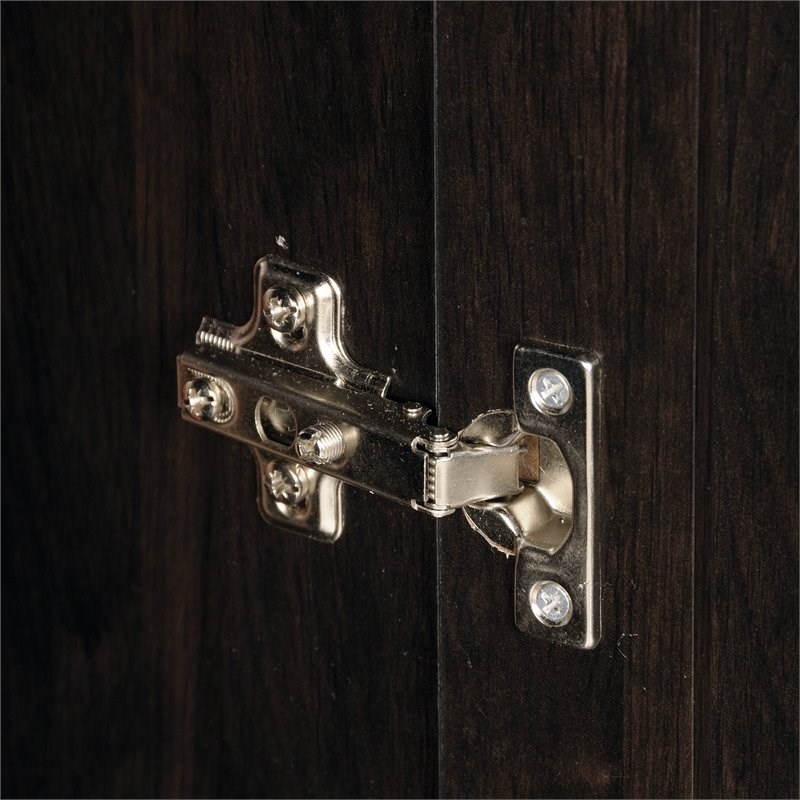 Pemberly Row Engineered Wood 4-Shelf Storage Cabinet in Cinnamon Cherry