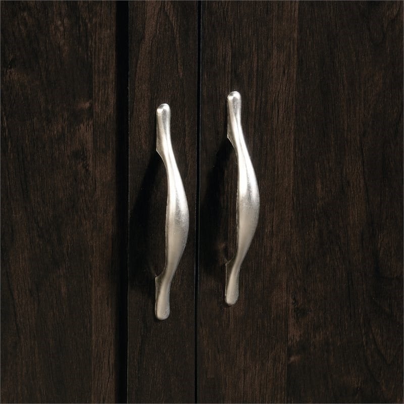 Pemberly Row Engineered Wood 4-Shelf Storage Cabinet in Cinnamon Cherry