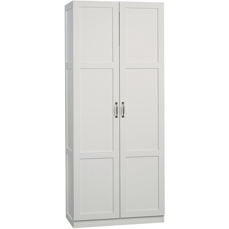 Pemberly Row Contemporary Engineered Wood Storage Cabinet in White