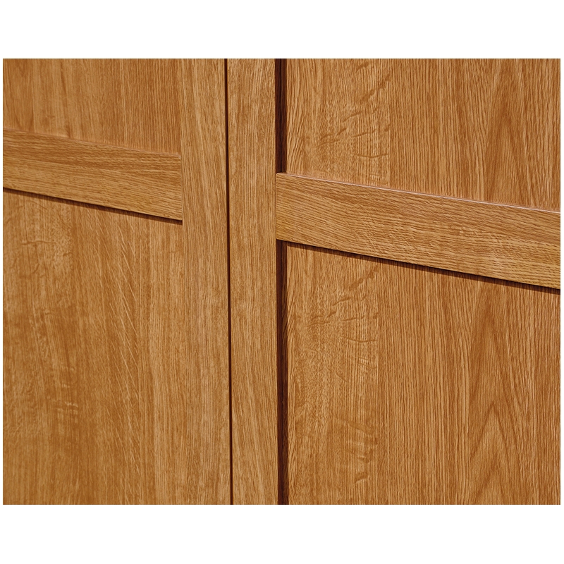 Pemberly Row Engineered Wood 2-Drawers Wardrobe Armoire in Highland Oak