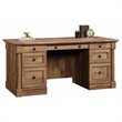 Pemberly Row Contemporary Engineered Wood Office Executive Desk in Vintage Oak
