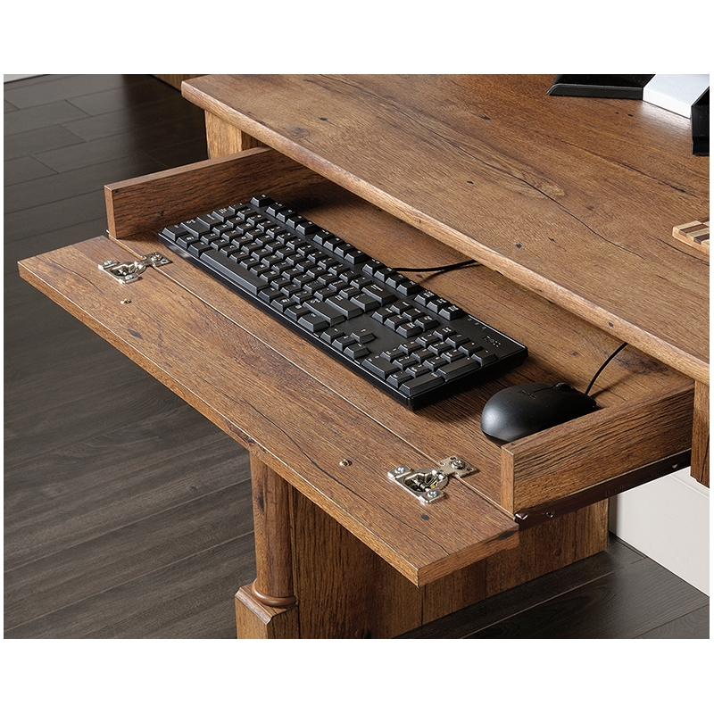 Pemberly Row Engineered Wood Computer Desk With Hutch in Vintage Oak ...