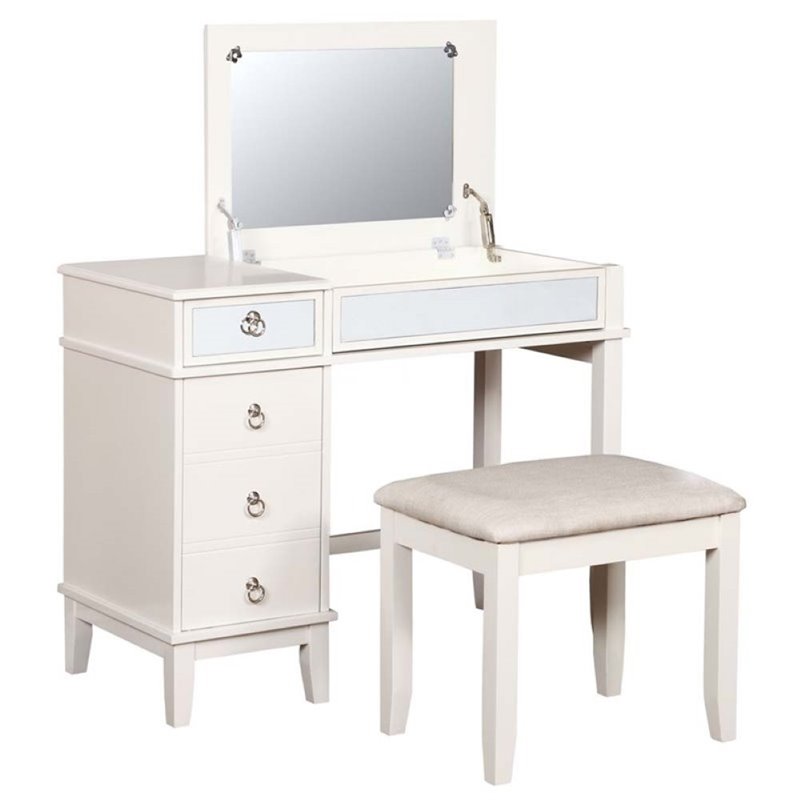 Pemberly Row 2 Piece Bedroom Vanity Set in White