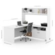 Pemberly Row L Shaped Computer Desk with Hutch in White