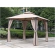 Pemberly Row Square Gazebo with Drapes in Ruby Red
