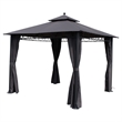 Pemberly Row Square Gazebo with Drapes in Ruby Red