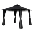 Pemberly Row Square Gazebo with Drapes in Ruby Red