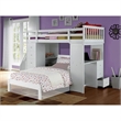 Pemberly Row Twin Loft Bed with Bookshelf Ladder in White