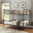 Pemberly Row Queen Over Queen Metal Bunk Bed in Sandy Black