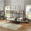 Pemberly Row Queen Over Queen Metal Bunk Bed in Sandy Black