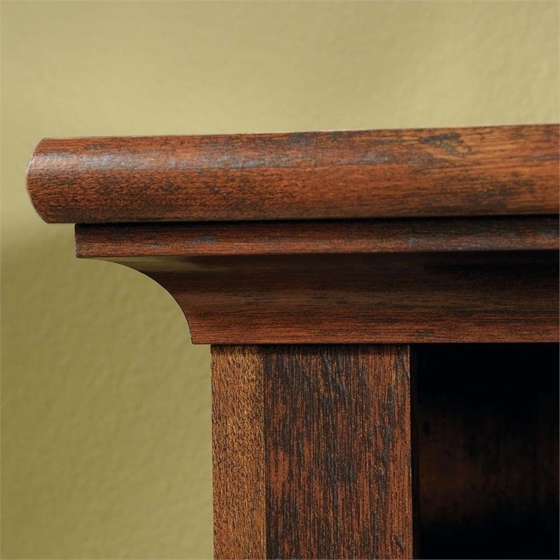 Pemberly Row Engineered Wood Computer Desk with Hutch in Curado Cherry