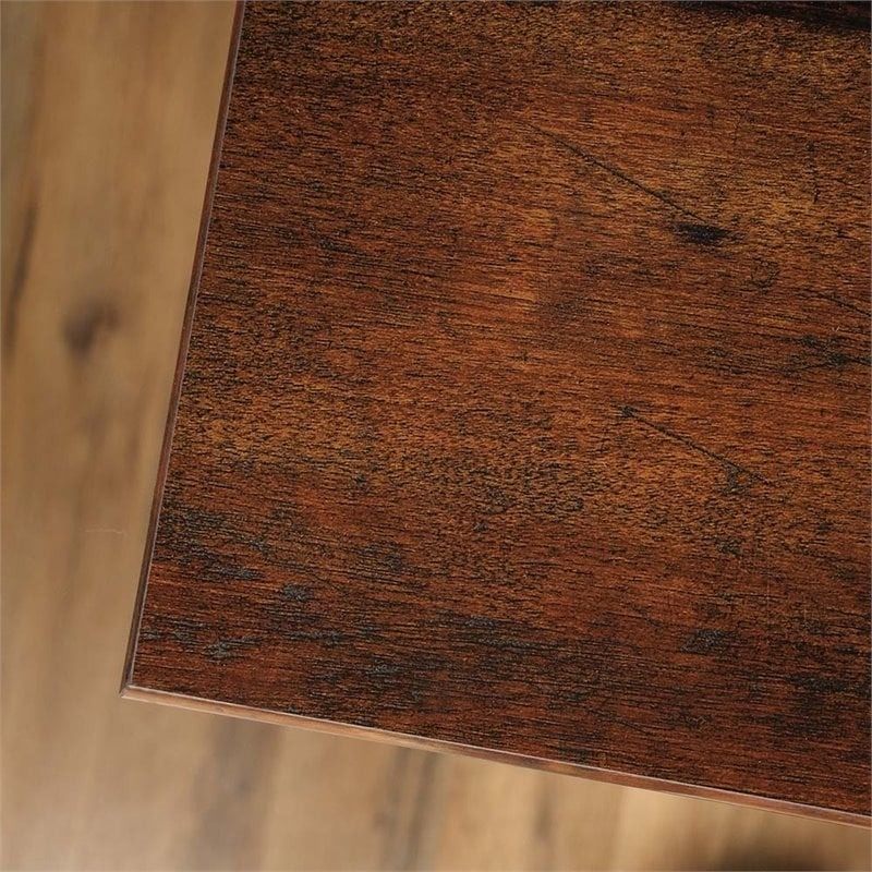 Pemberly Row Engineered Wood Computer Desk with Hutch in Curado Cherry