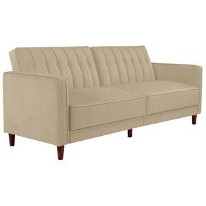 pemberly row velvet convertible sleeper sofa in tan