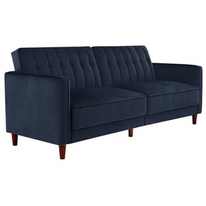 pemberly row velvet convertible sleeper sofa in blue