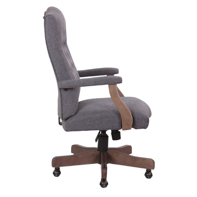 Pemberly Row Modern Rustic Executive Swivel Chair in Slate Gray