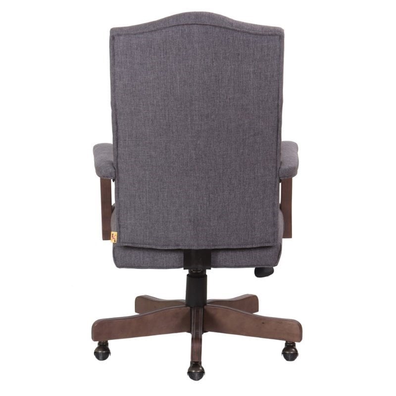Pemberly Row Modern Rustic Executive Swivel Chair in Slate Gray