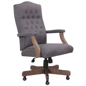 pemberly row rustic executive swivel chair in slate gray